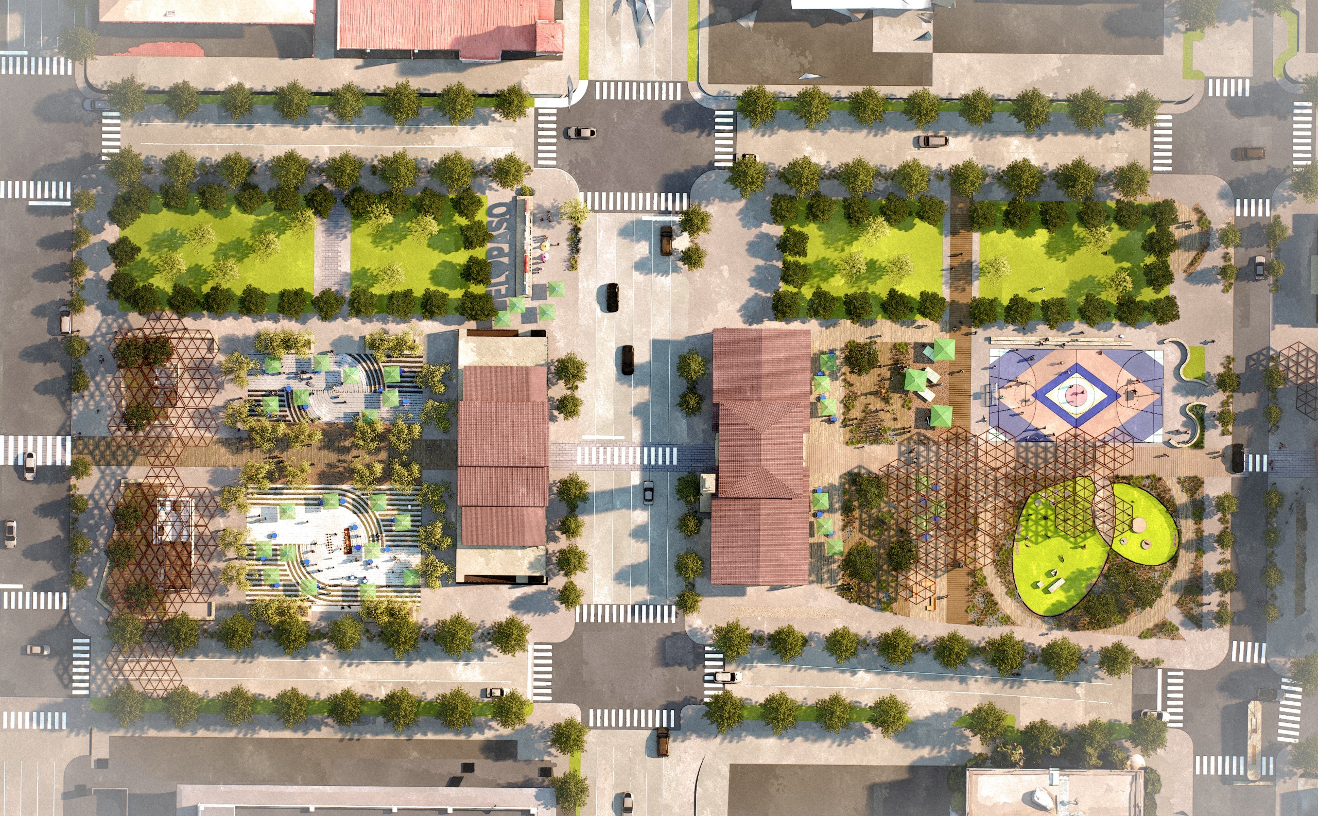 Rendering of proposed Deck Plaza, Oregon St. to Stanton St.